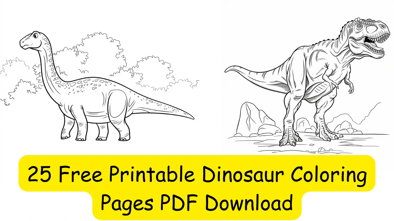 25 Free Printable Dinosaur Coloring Pages PDF Download F. image